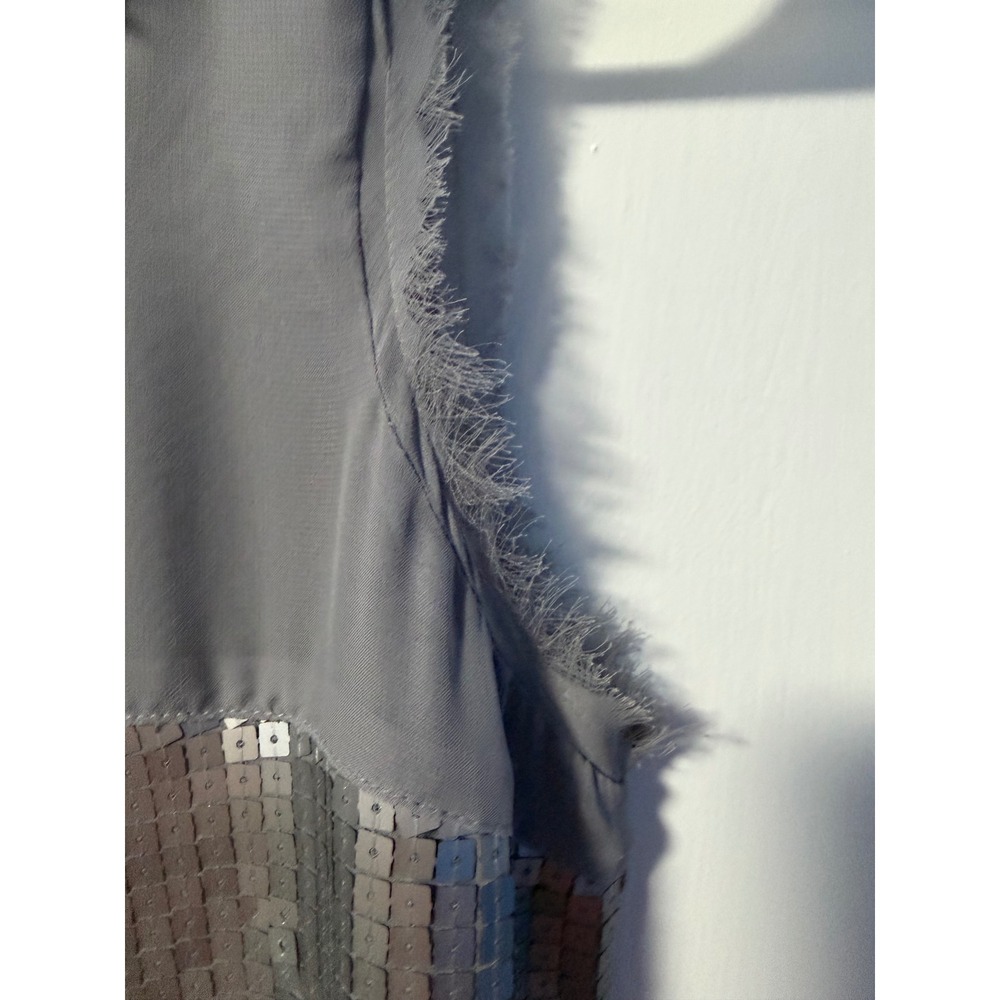 Ann Taylor Loft Sequin Tank Top Womens Gray Fringed Chiffon - Picture 5 of 6